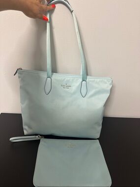 Kate Spade Mint Blue Tote with Wristlet. Fits 15 inch Laptop & More!
